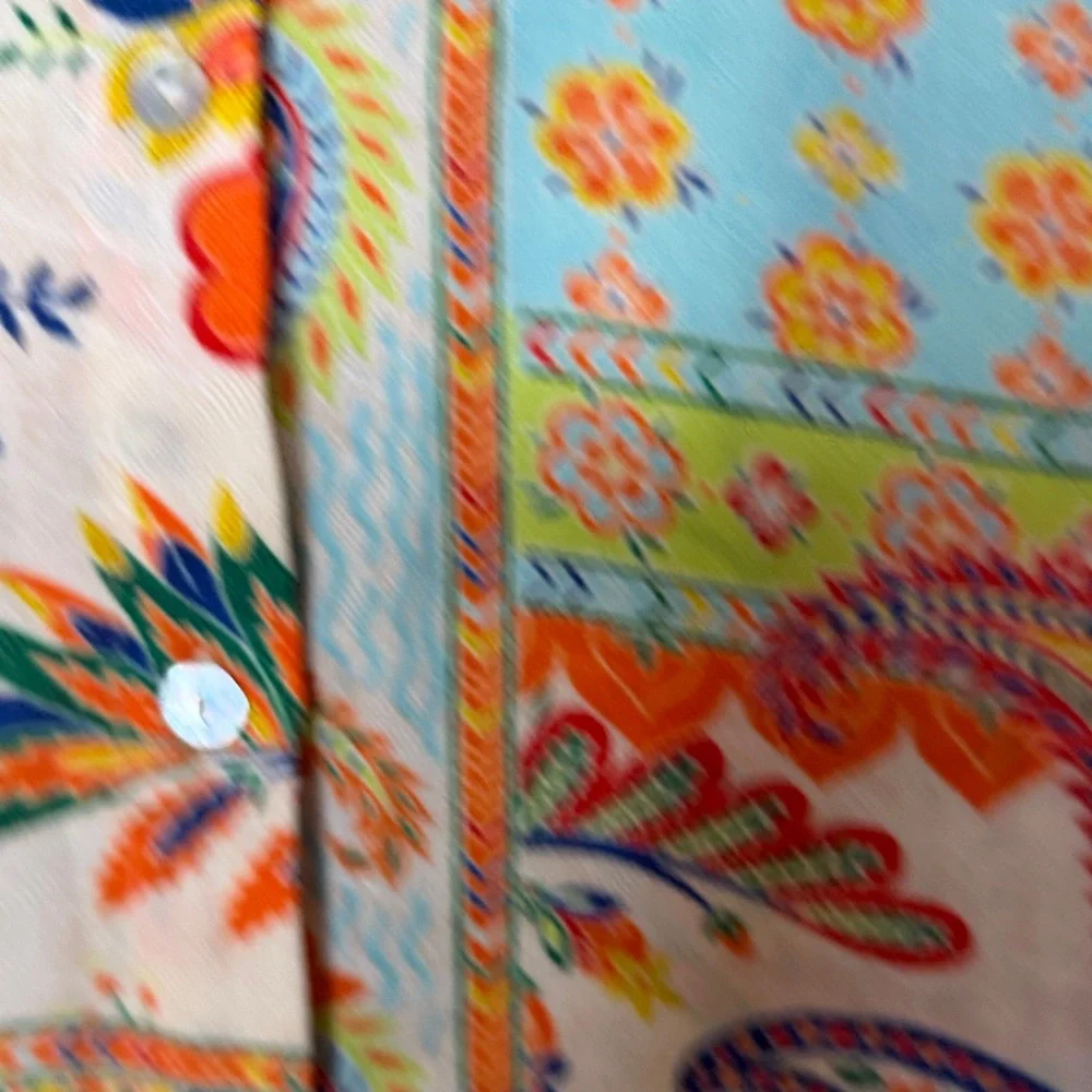 Rose & Olive Multicolor Paisley Button Down Retro Boho Shirt - Picture 8 of 12